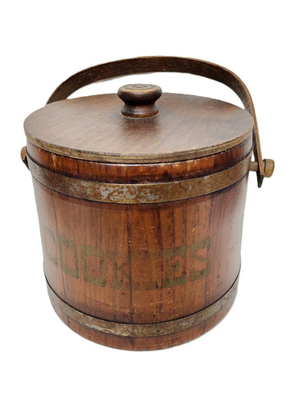 Basketville Putney Vermont Wood Barrel Cookie Bucket Vintage